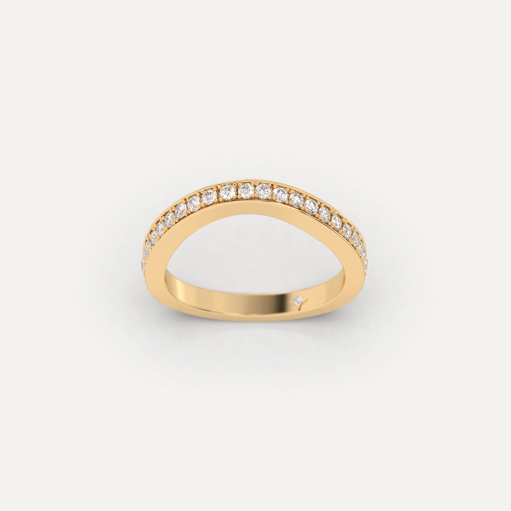 Yellow Gold Curved Pavé Diamond Ring