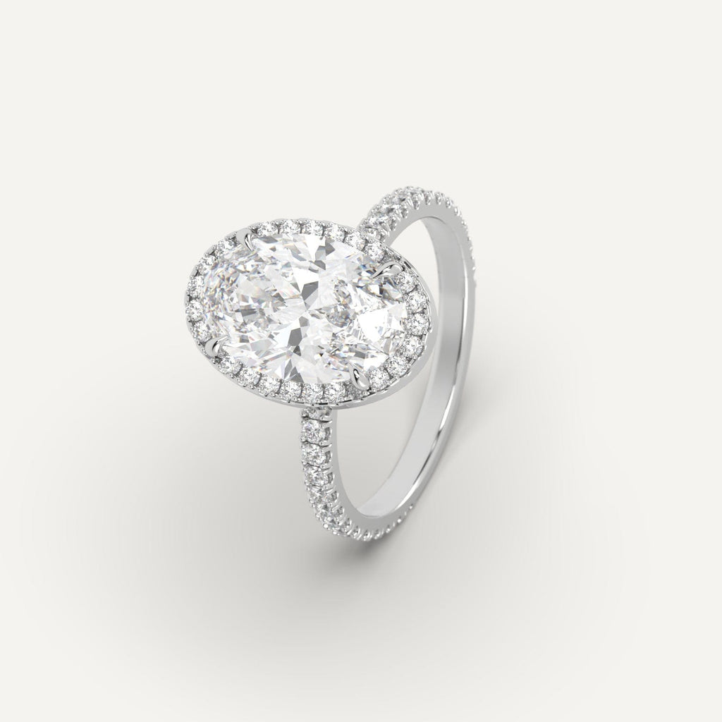 Platinum Halo Oval Cut Diamond Ring Setting