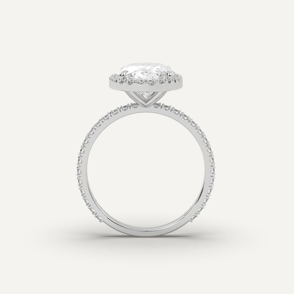 Oval Diamond Ring Semi-Mount 14K White Gold