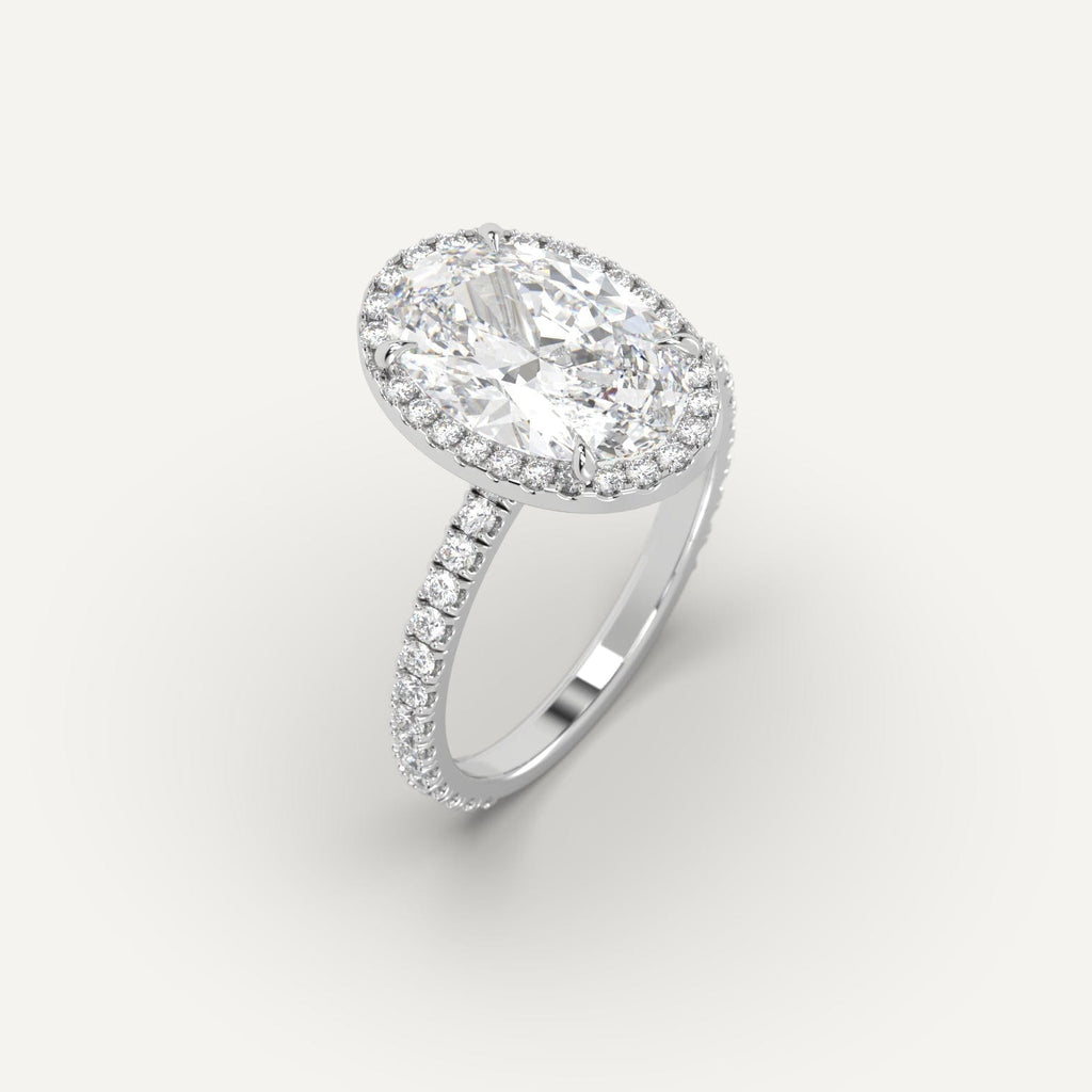 White Gold Halo Oval Cut Diamond Ring Setting