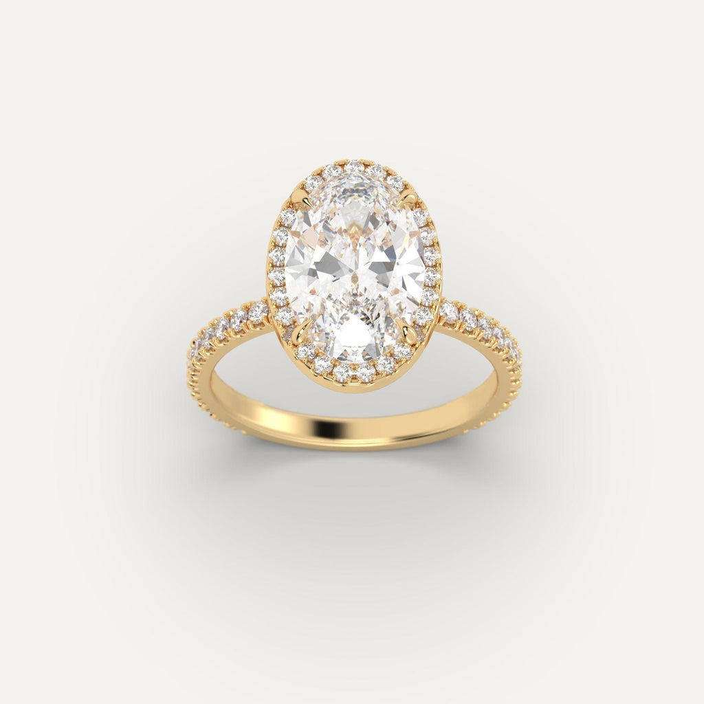 14K Yellow Gold Oval Cut Engagement Ring Setting