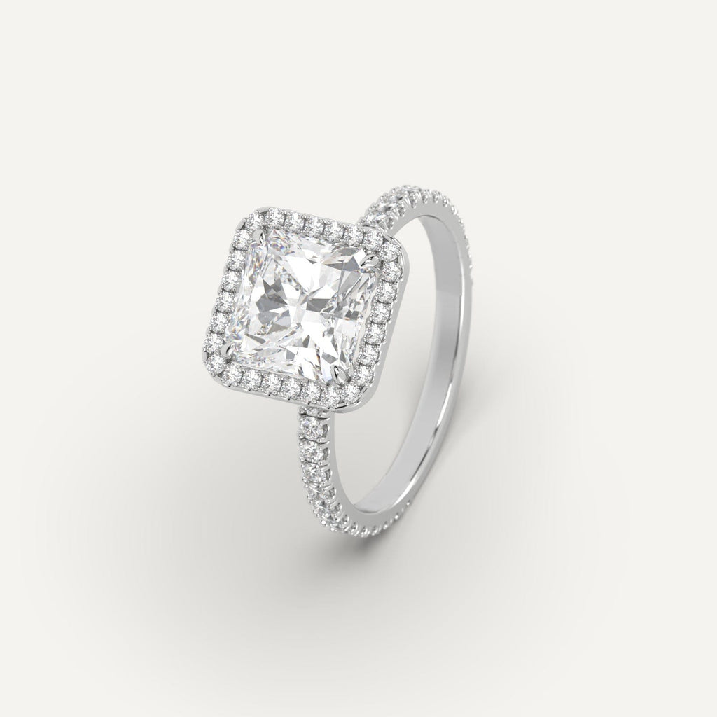 Platinum Halo Radiant Cut Diamond Ring Setting