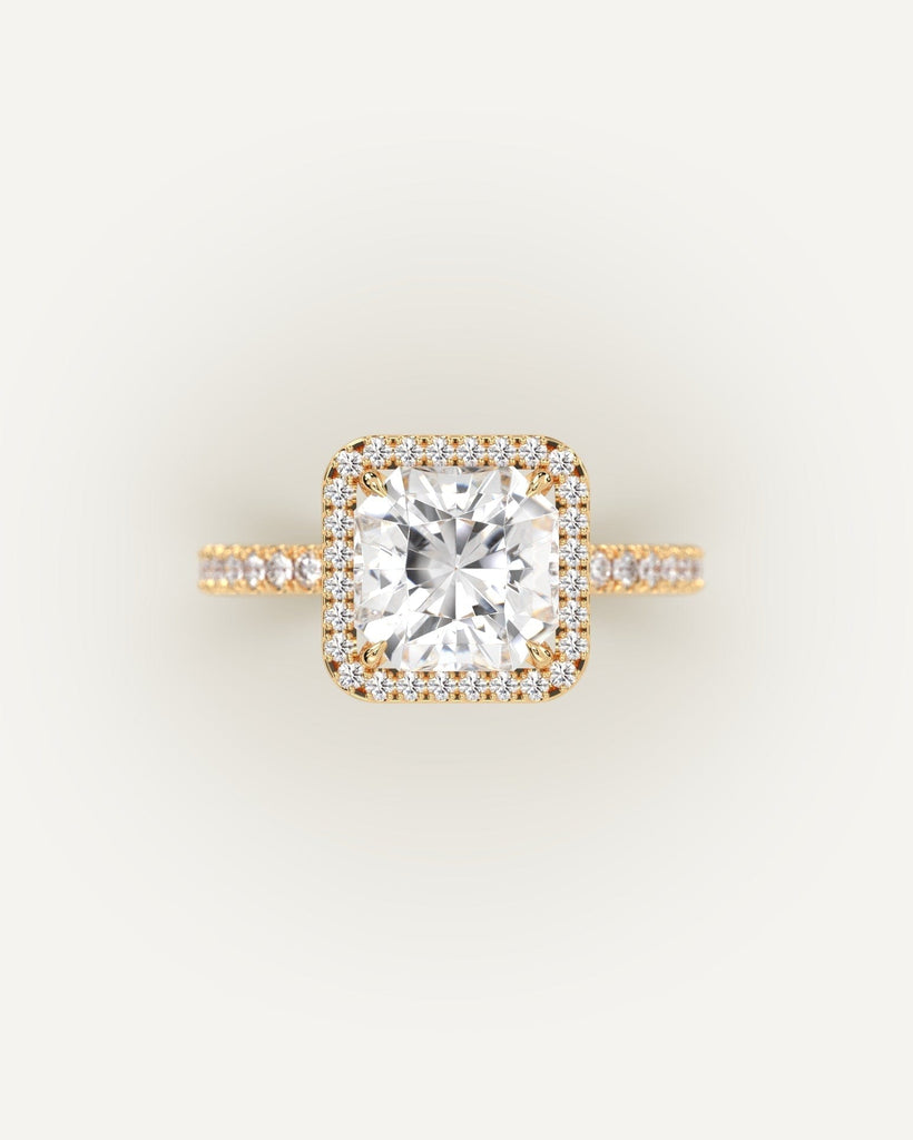 Gold Halo Radiant Cut Diamond Ring Setting No Diamond