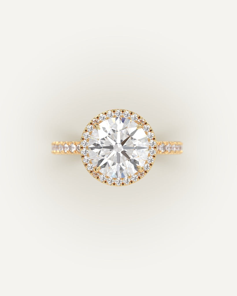 Gold Halo Round Cut Diamond Ring Setting No Diamond