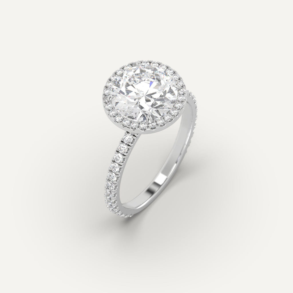 White Gold Halo Round Cut Diamond Ring Setting