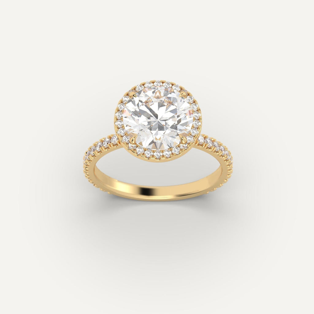 14K Yellow Gold Round Cut Engagement Ring Setting