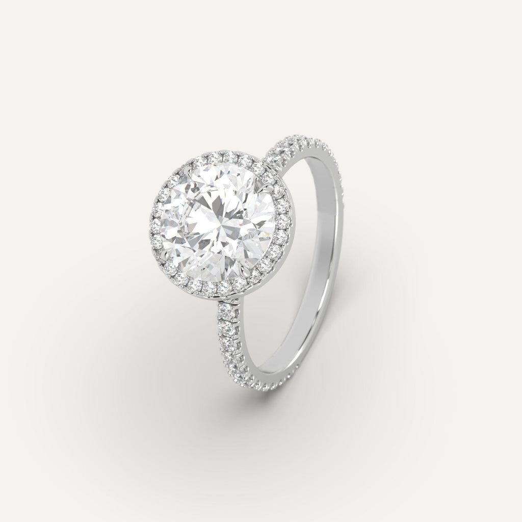 Platinum Halo Round Cut Diamond Ring Setting