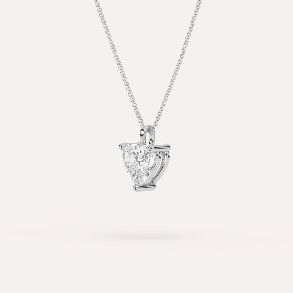 White Gold Pendant Diamond Necklace With 3 Carat Heart Diamond