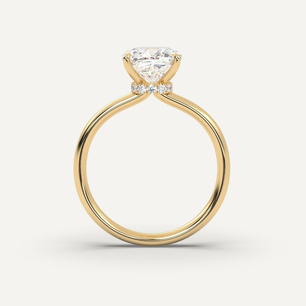 Cushion Diamond Ring Semi-Mount 14K Yellow Gold