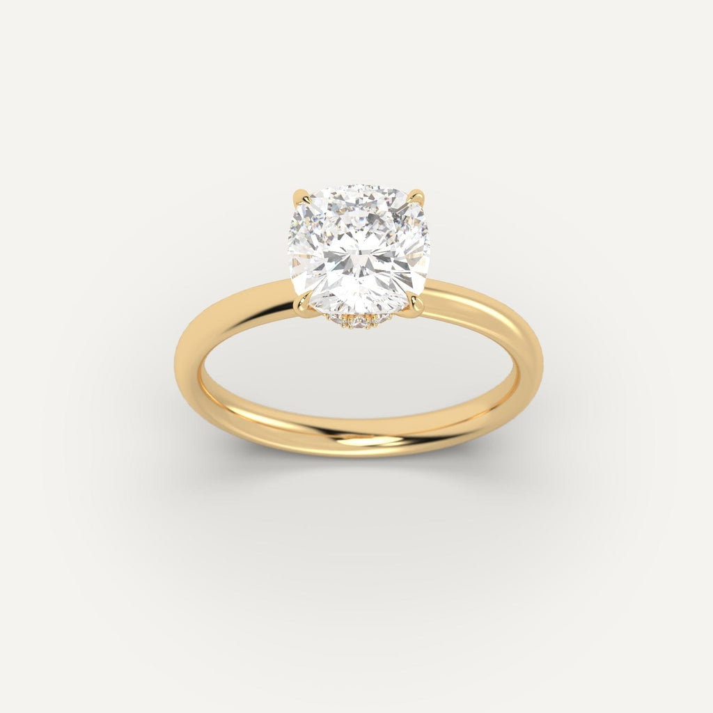 14K Yellow Gold Cushion Cut Engagement Ring Setting