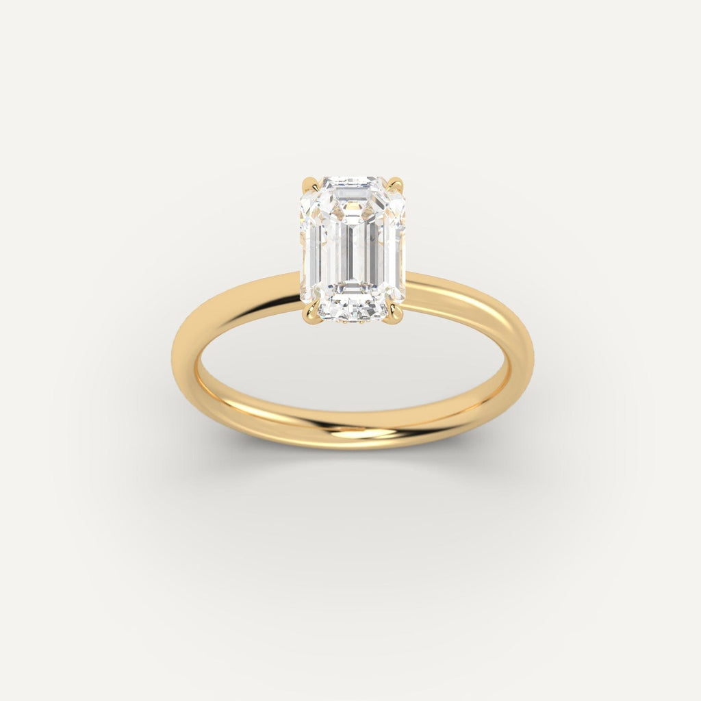 14K Yellow Gold Emerald Cut Engagement Ring Setting