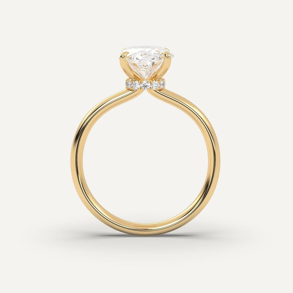 Oval Diamond Ring Semi-Mount 14K Yellow Gold