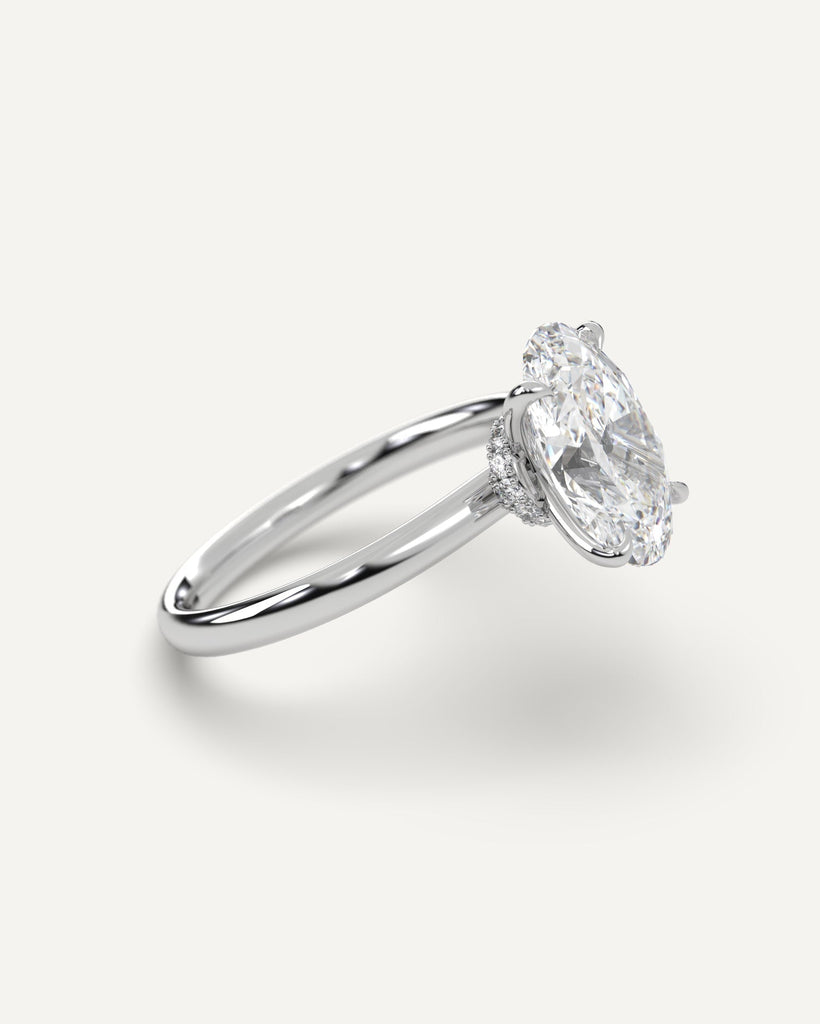 Oval Diamond Ring Semi-Mount Platinum