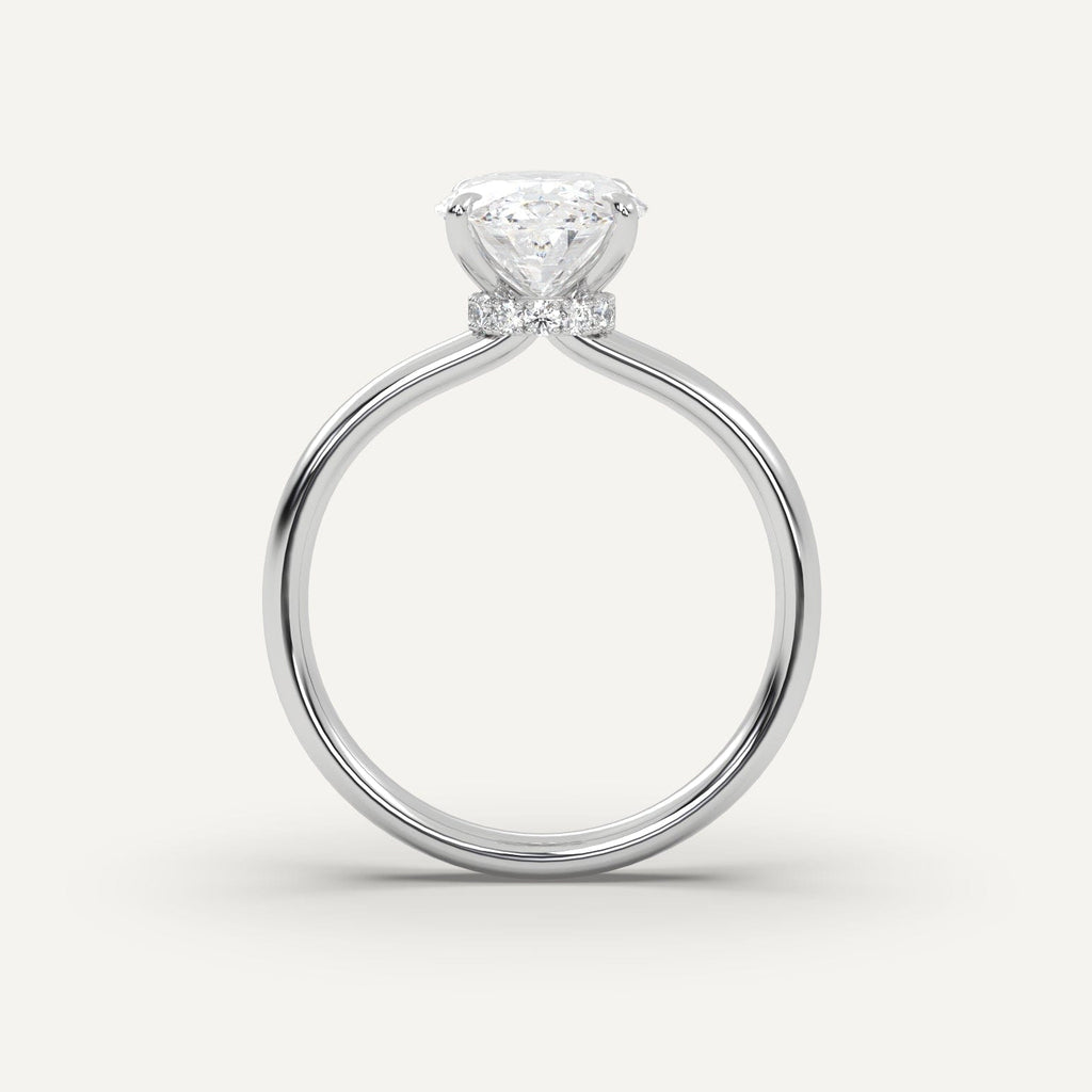 Oval Diamond Ring Semi-Mount 14K White Gold