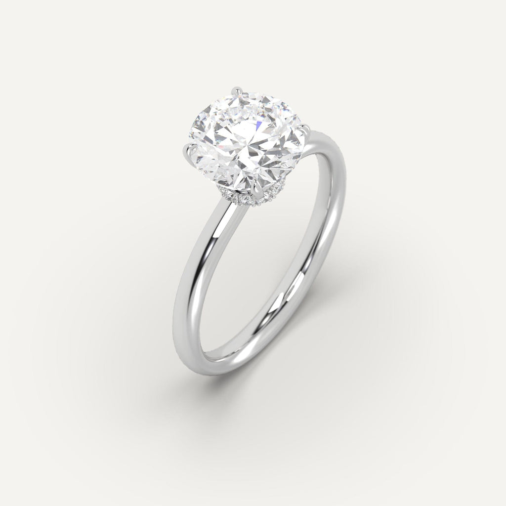 White Gold Hidden Halo Round Cut Diamond Ring Setting