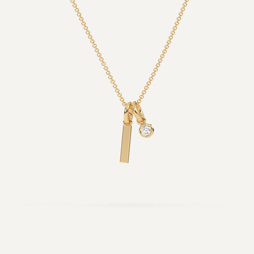 Yellow gold I letter pendant