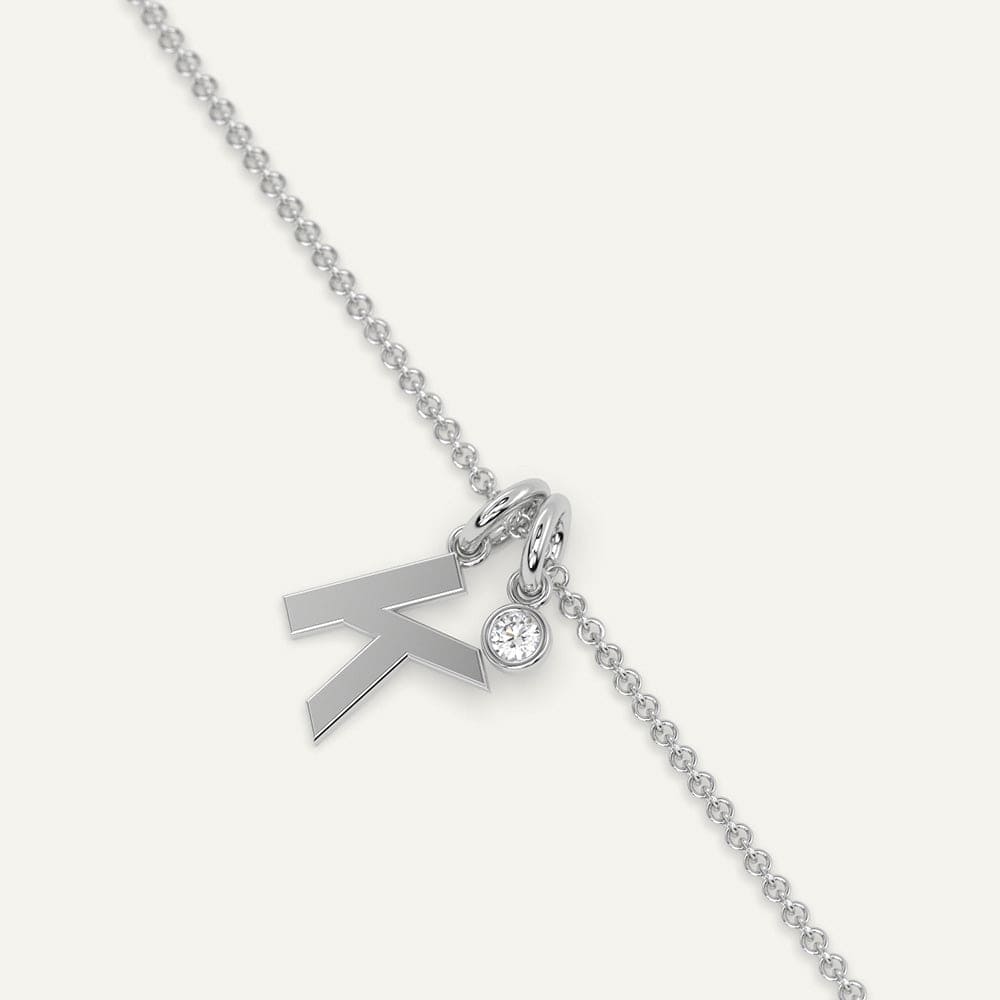 Letter K Necklace White Gold