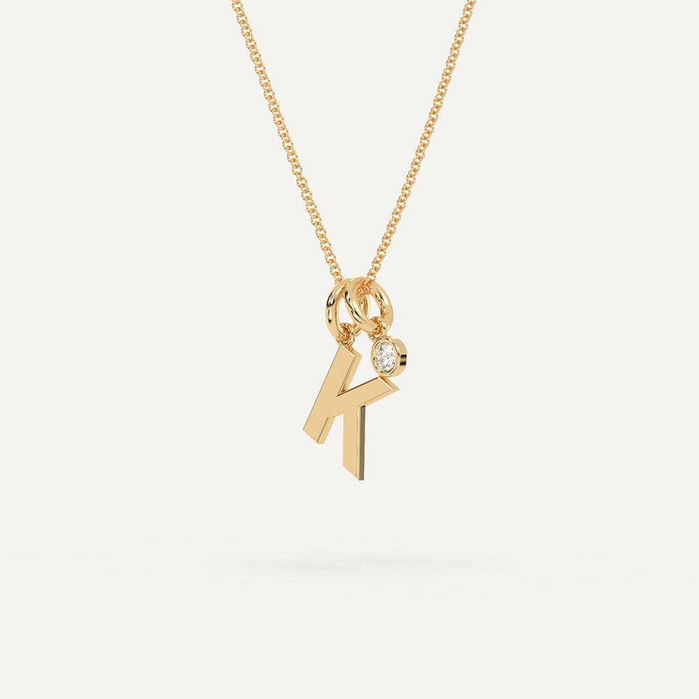 Yellow Gold Letter K Necklace