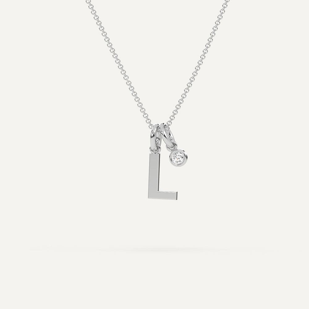 Diamond L white gold necklace