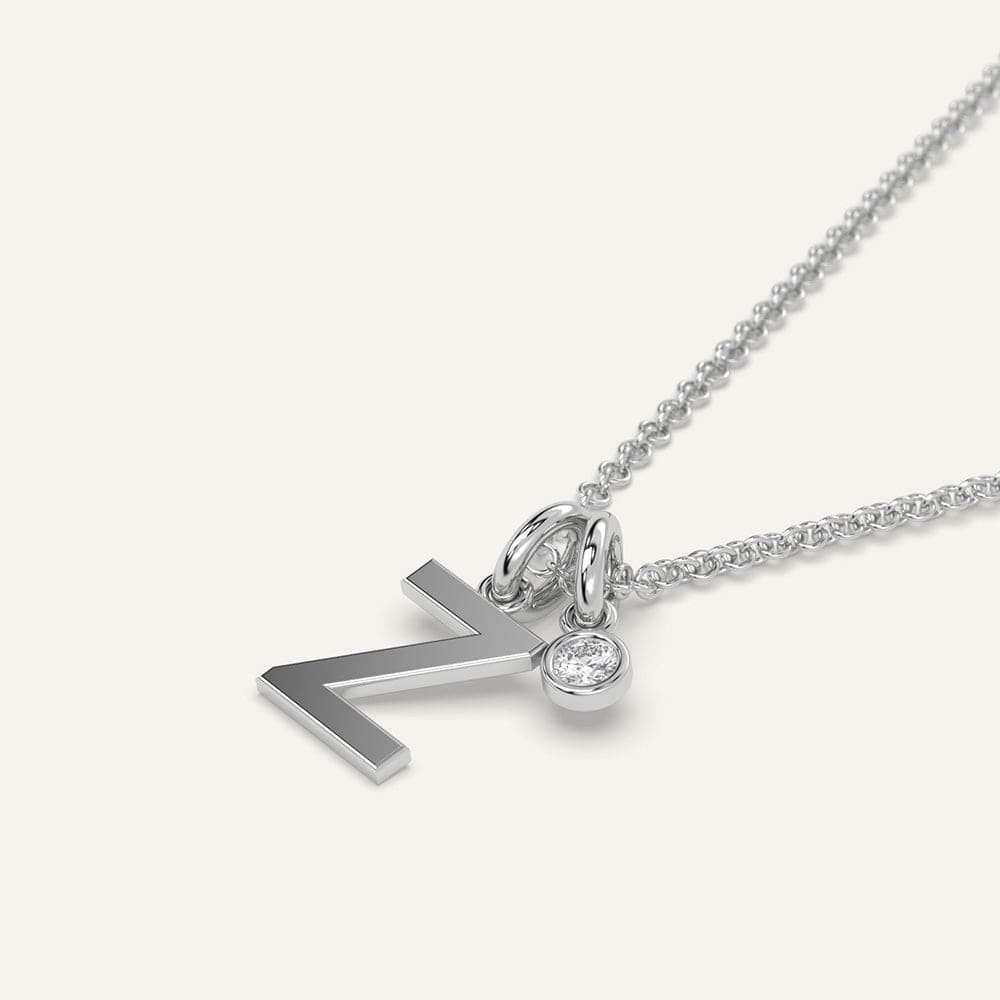 Letter Z Necklace Diamond White Gold