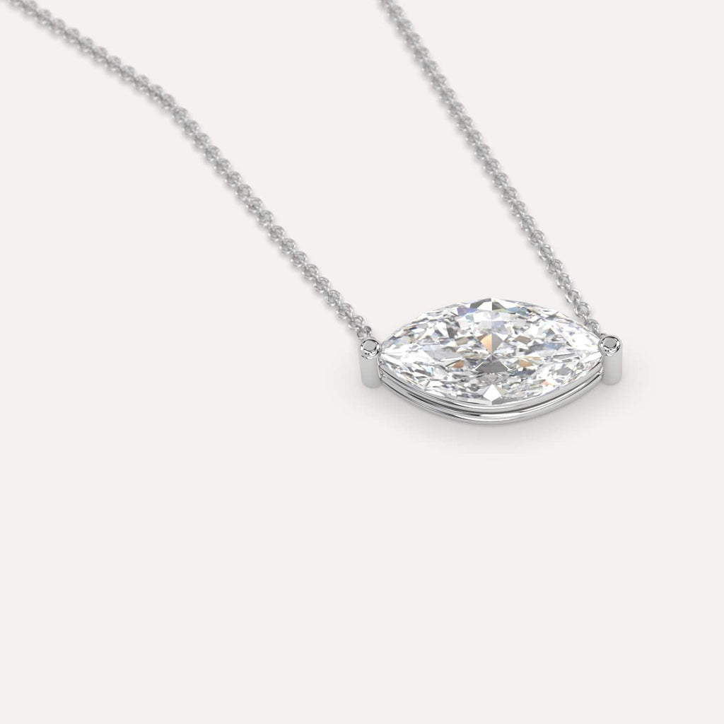 Simple Diamond Floating Necklace With Marquise Natural Diamond In White Gold