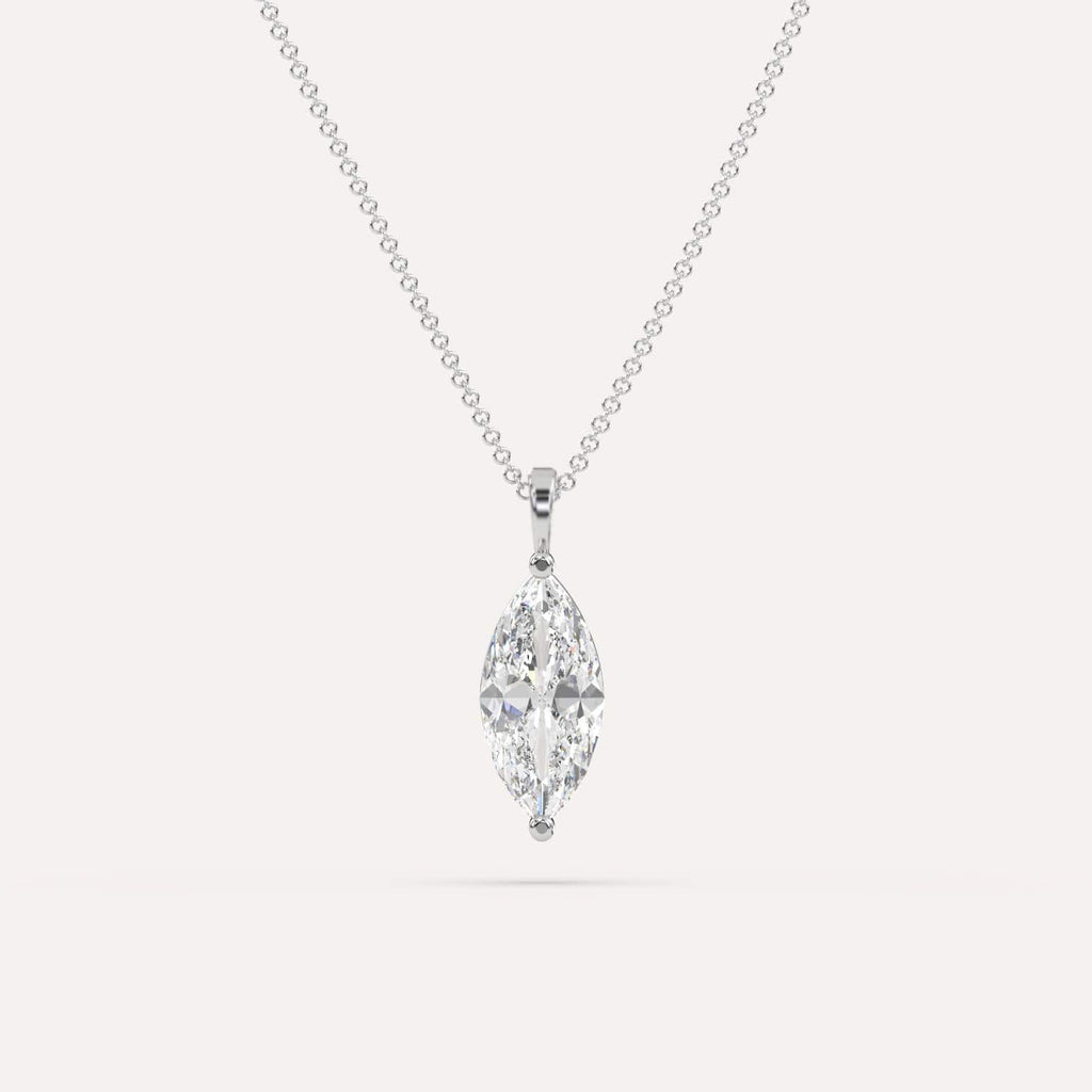 3 Carat Diamond Pendant Necklace In 14K White Gold