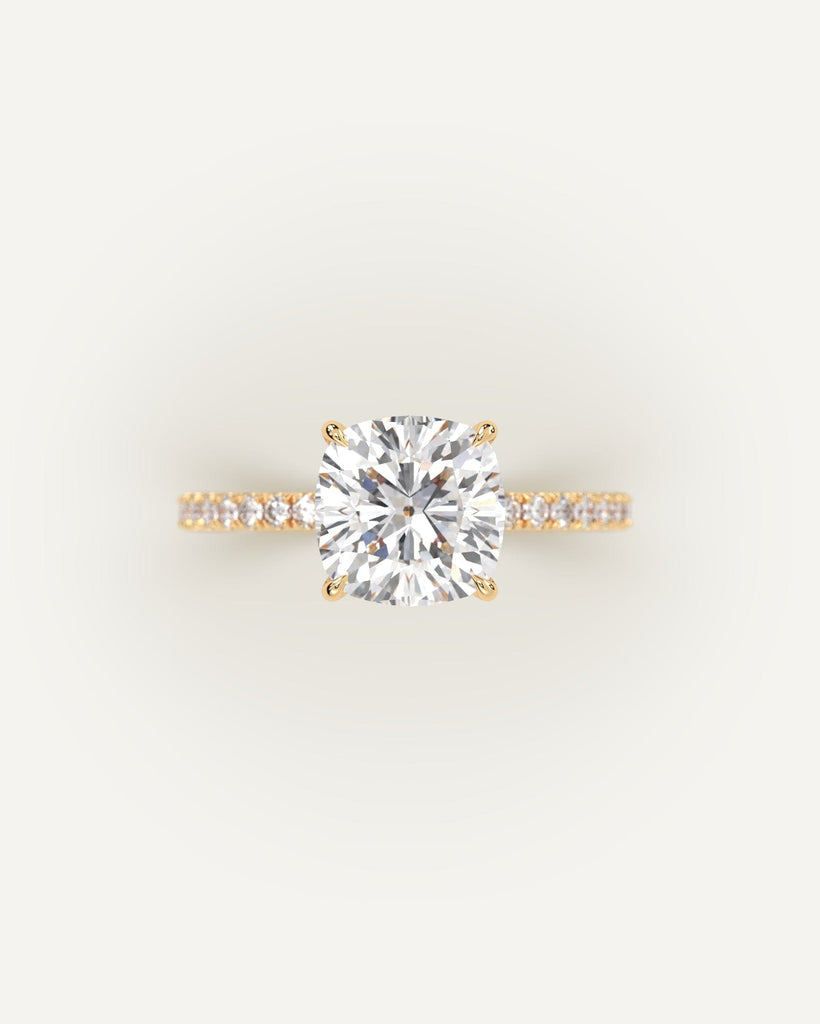 Gold Pave Cushion Cut Diamond Ring Setting No Diamond