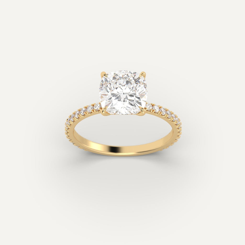 14K Yellow Gold Cushion Cut Engagement Ring Setting