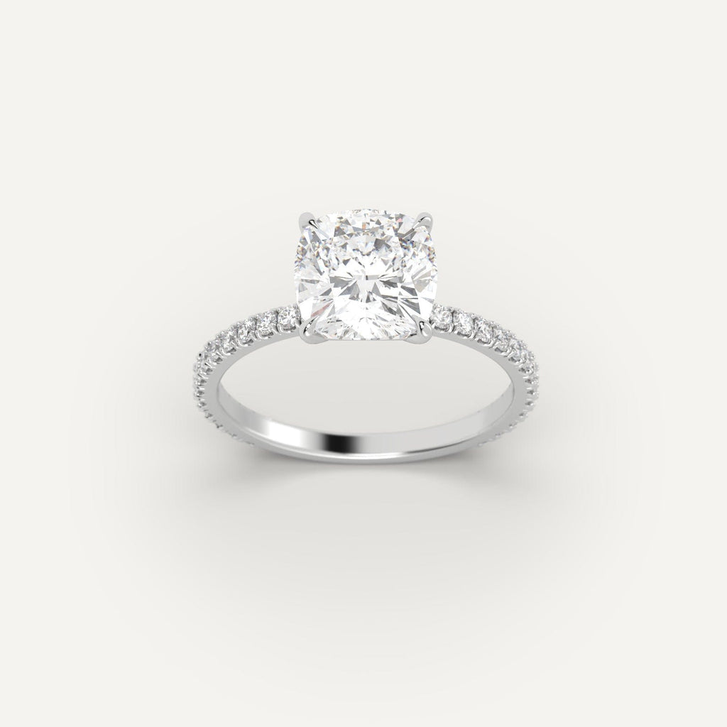 Ring Setting in 14K White Gold for 1, 2 and 3 carat Cushion Diamonds