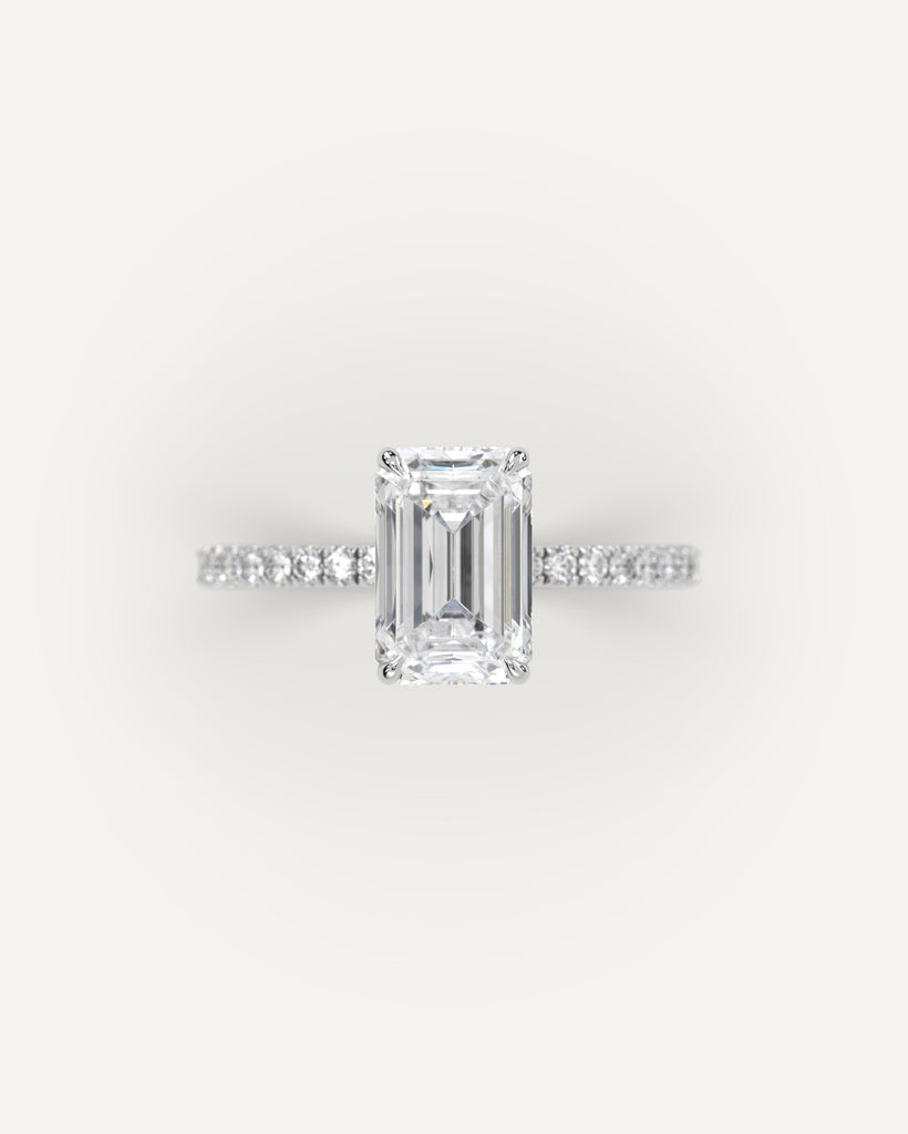 Emerald Diamond Ring Semi-Mount Platinum