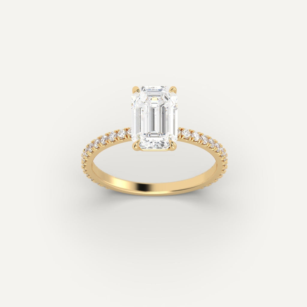 14K Yellow Gold Emerald Cut Engagement Ring Setting