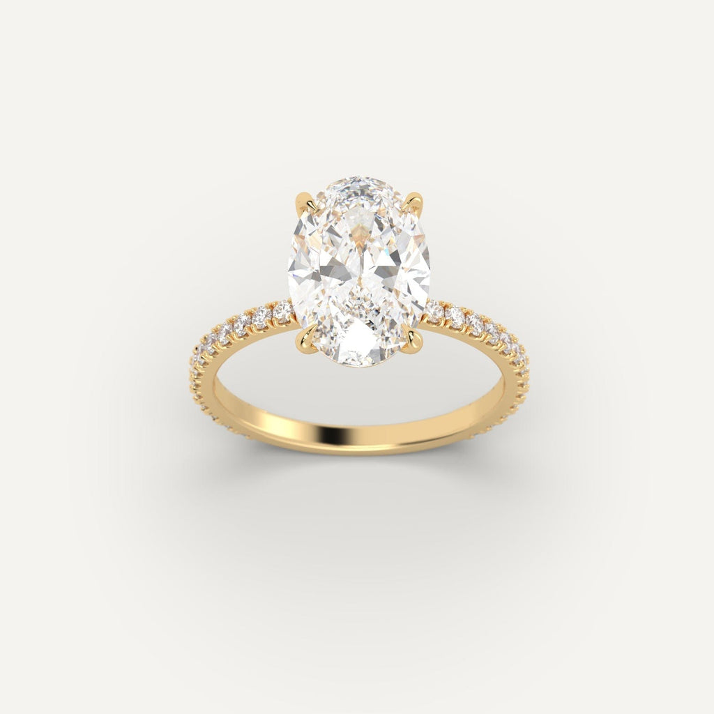 14K Yellow Gold Oval Cut Engagement Ring Setting