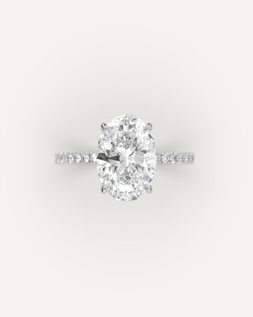 Oval Diamond Ring Semi-Mount Platinum