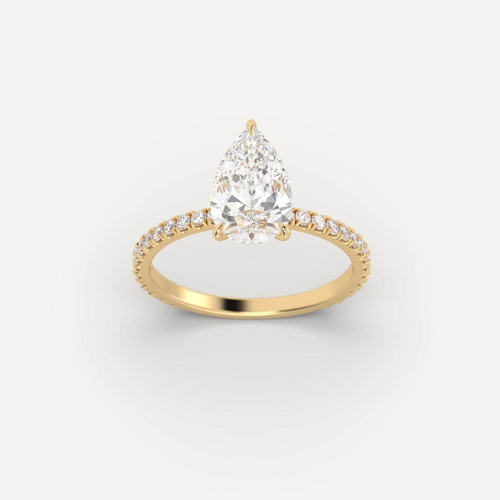 14K Yellow Gold Pear Cut Engagement Ring Setting