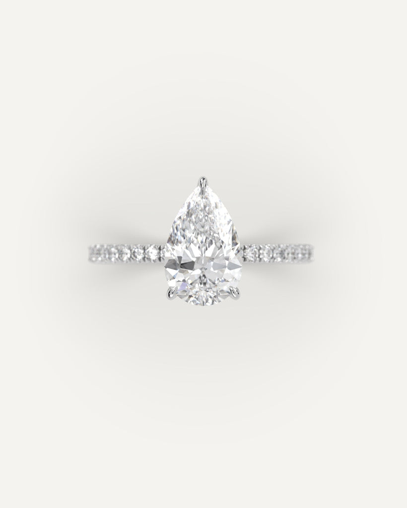 Pear Diamond Ring Semi-Mount Platinum