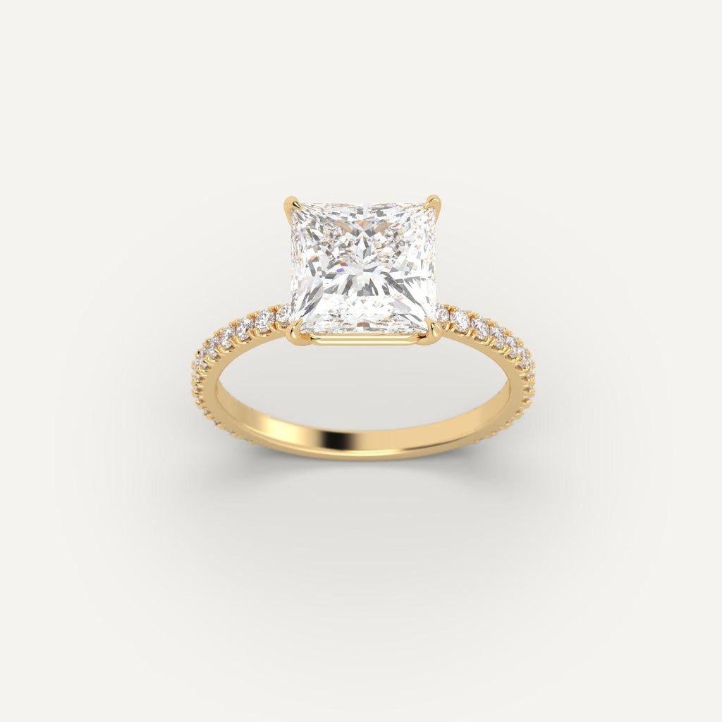 14K Yellow Gold Princess Cut Engagement Ring Setting