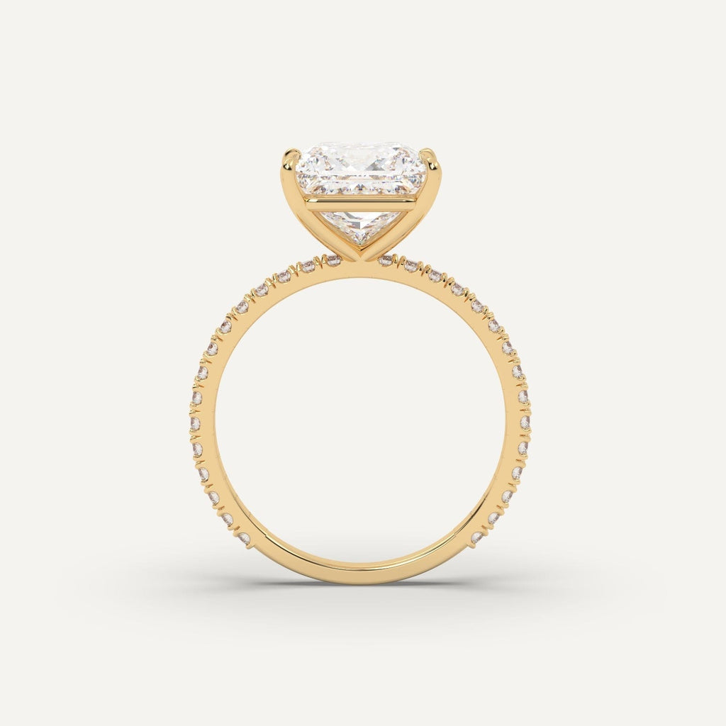 Princess Diamond Ring Semi-Mount 14K Yellow Gold