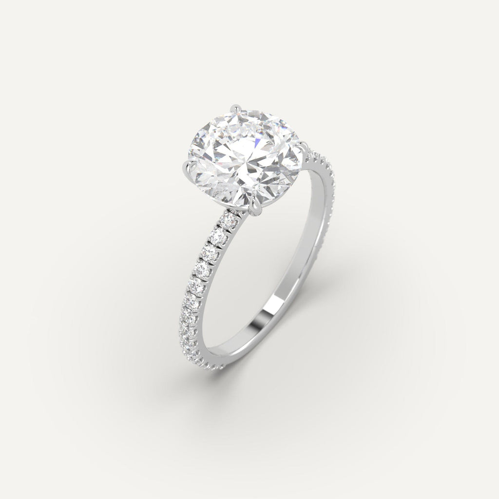 White Gold Pave Round Cut Diamond Ring Setting