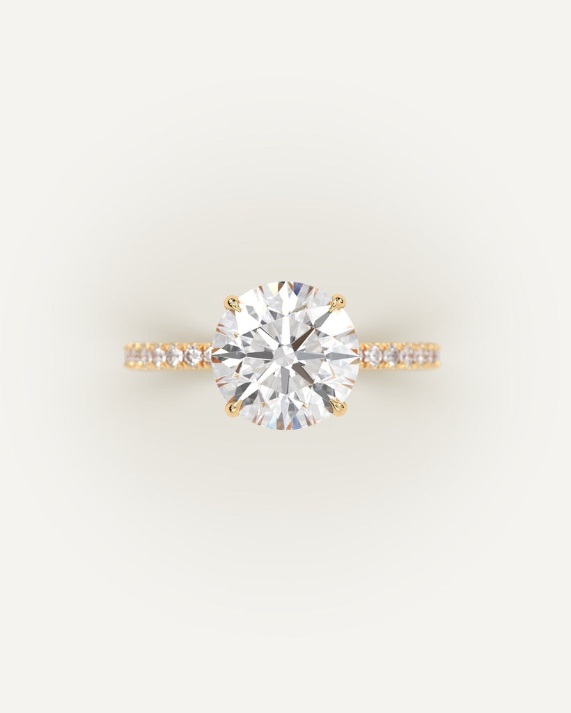 Gold Pave Round Cut Diamond Ring Setting No Diamond