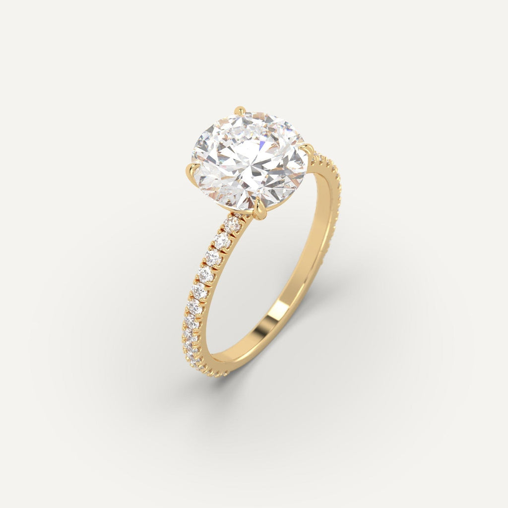 Yellow Gold Pave Round Cut Diamond Ring Setting