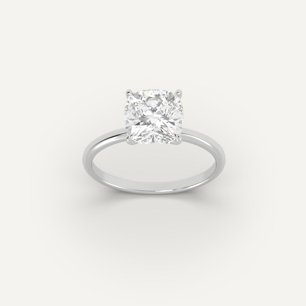 Ring Setting in 14K White Gold for 1, 2 and 3 carat Cushion Diamonds