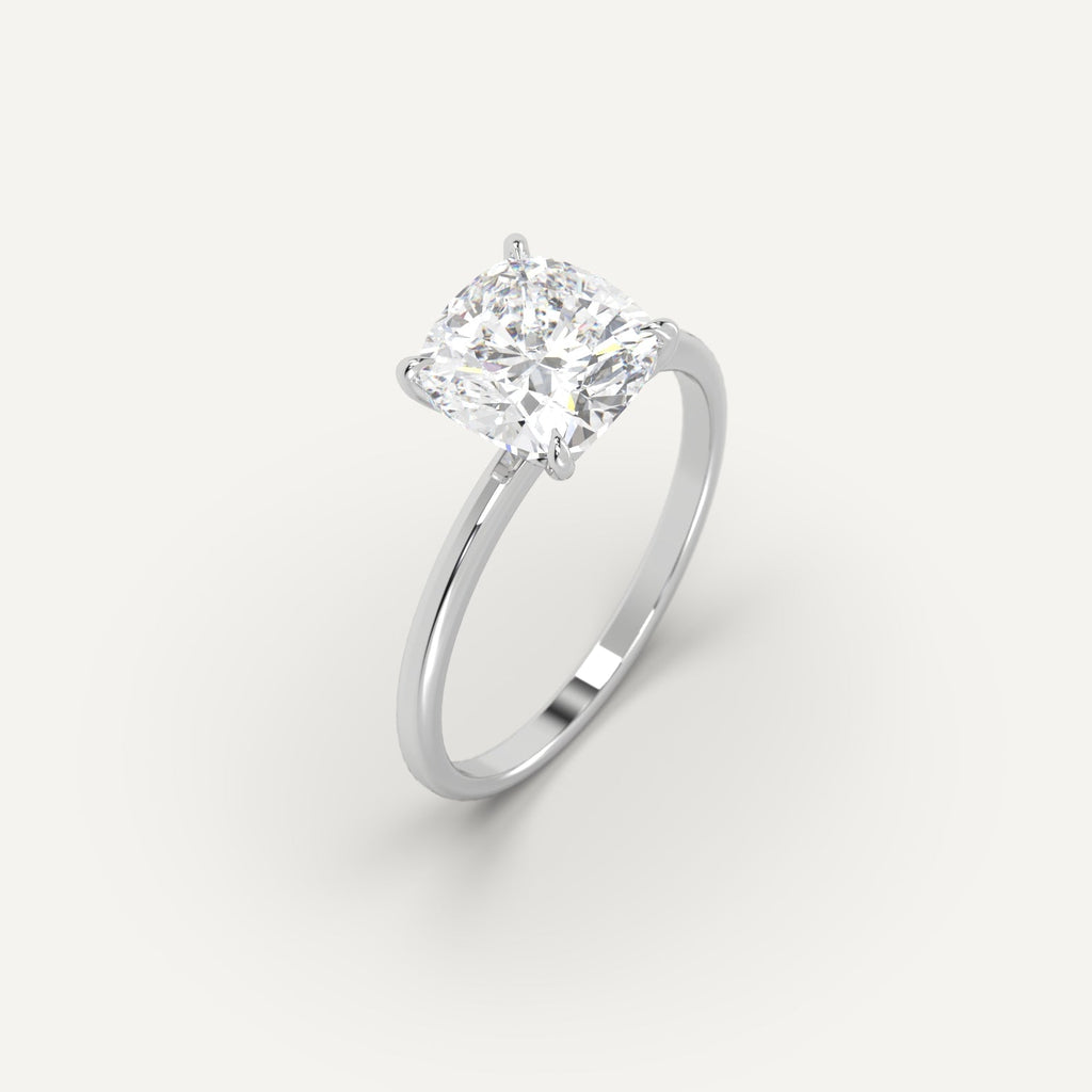 White Gold Solitaire Cushion Cut Diamond Ring Setting