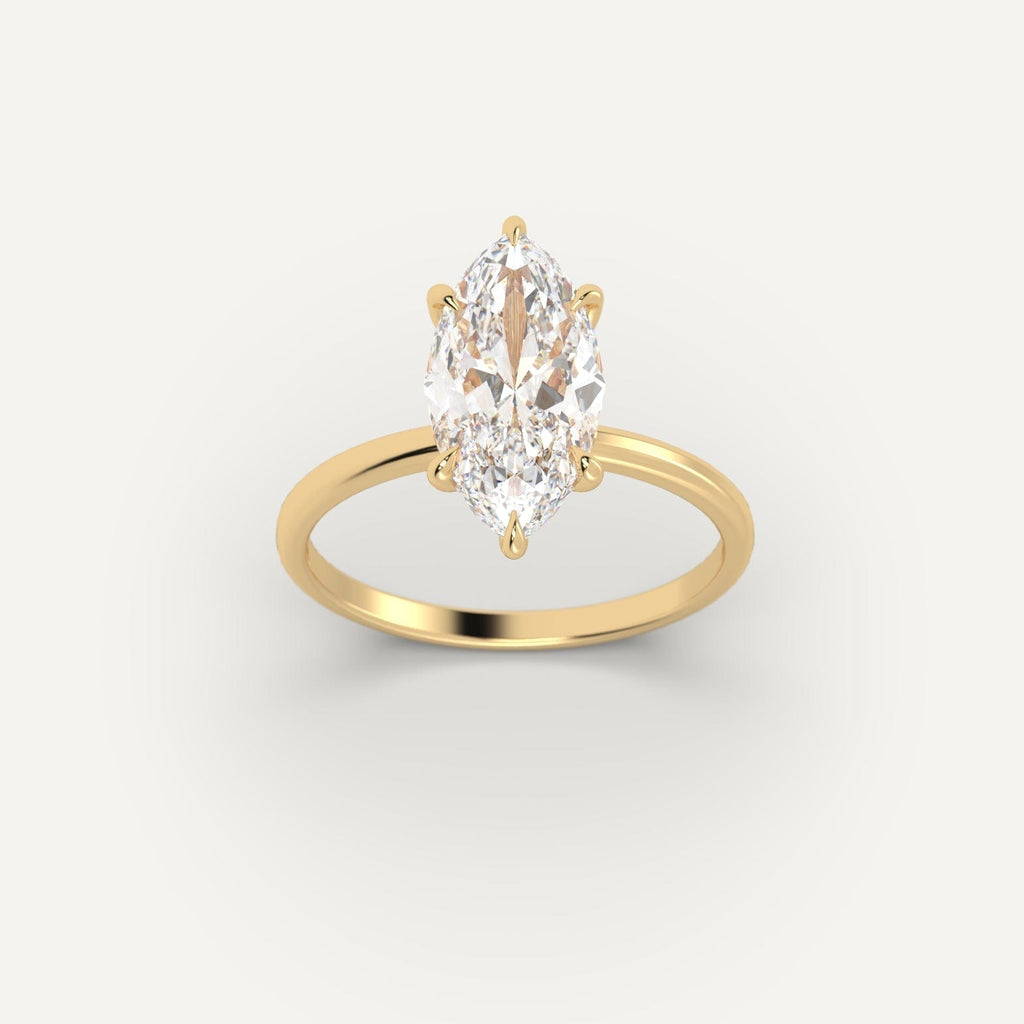 14K Yellow Gold Marquise Cut Engagement Ring Setting