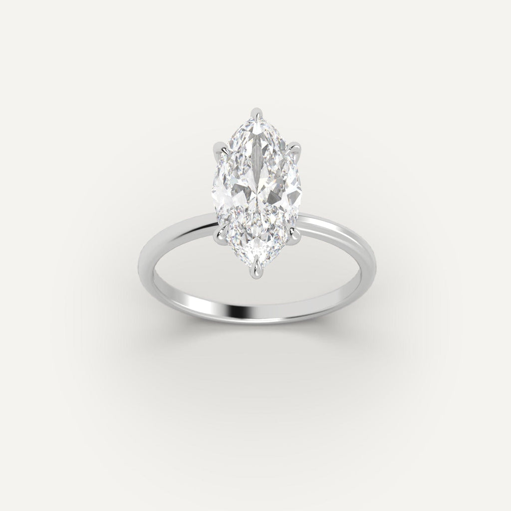 Ring Setting in 14K White Gold for 1, 2 and 3 carat Marquise Diamonds