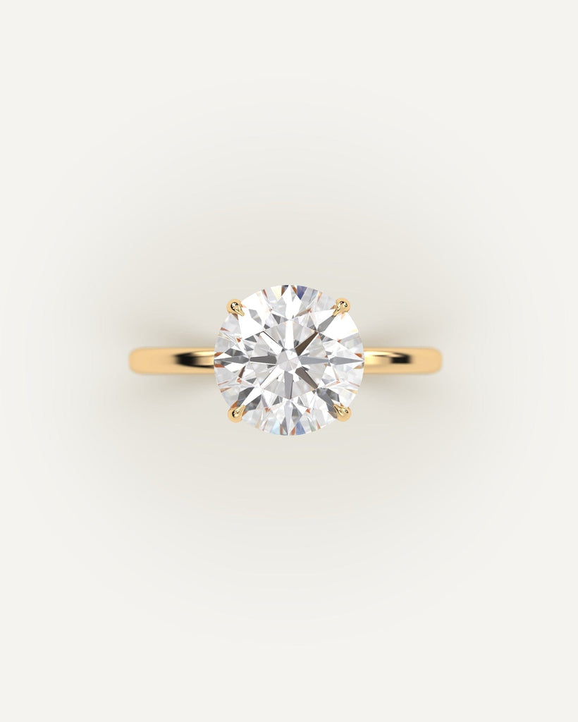 Gold Solitaire Round Cut Diamond Ring Setting No Diamond