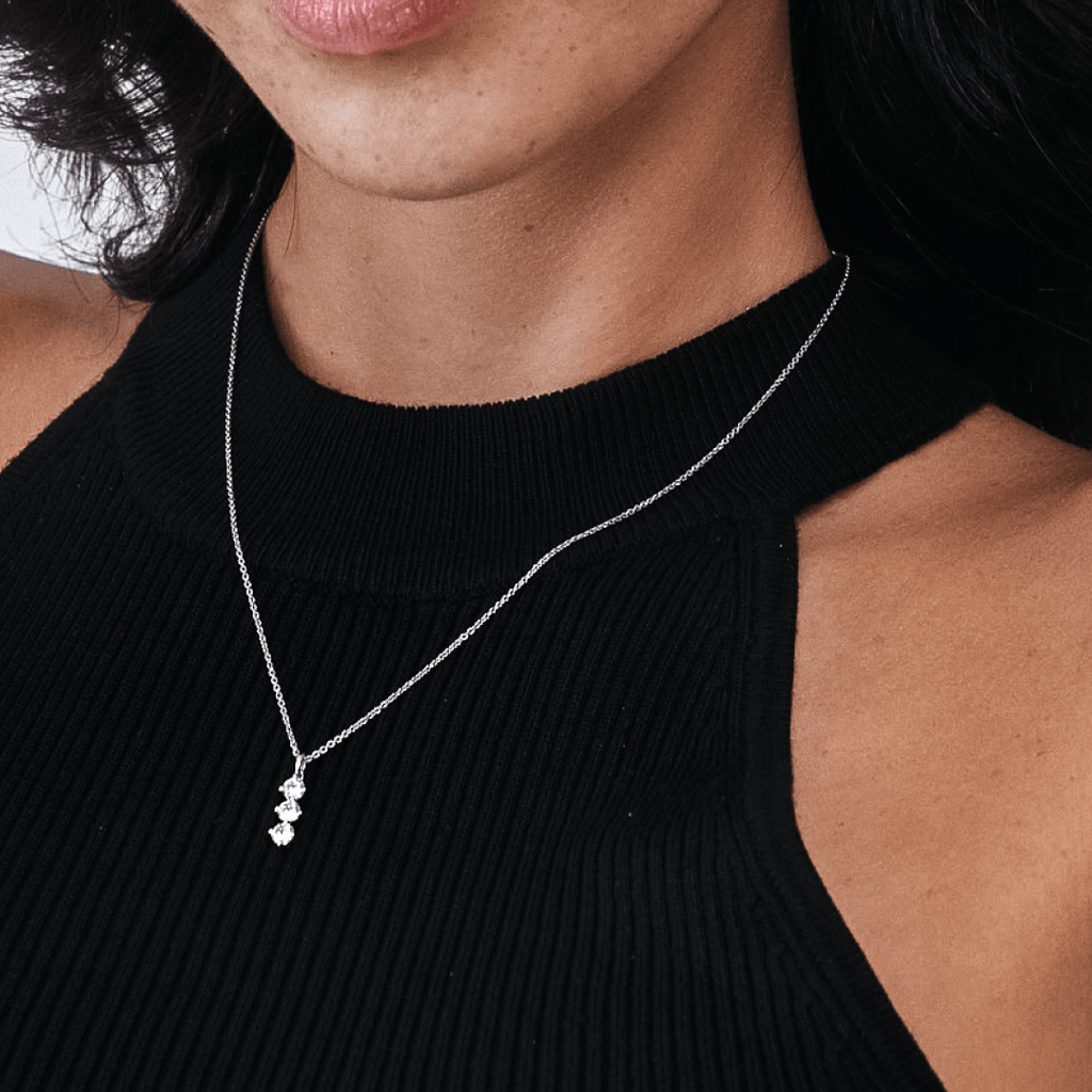 Necklace 3-Stone Diamond Pendant Necklace Chain