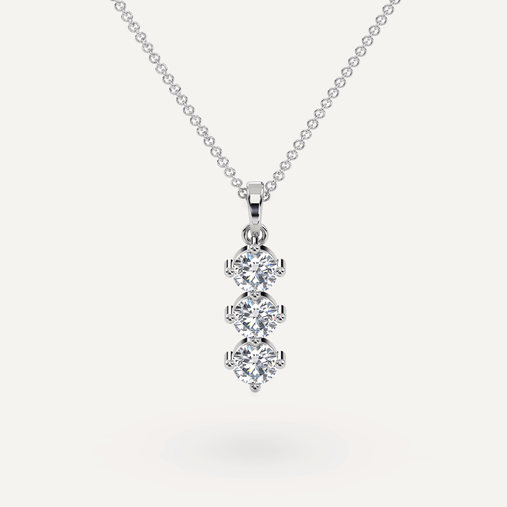 Necklace 3-Stone Diamond Pendant 16 inch Necklace