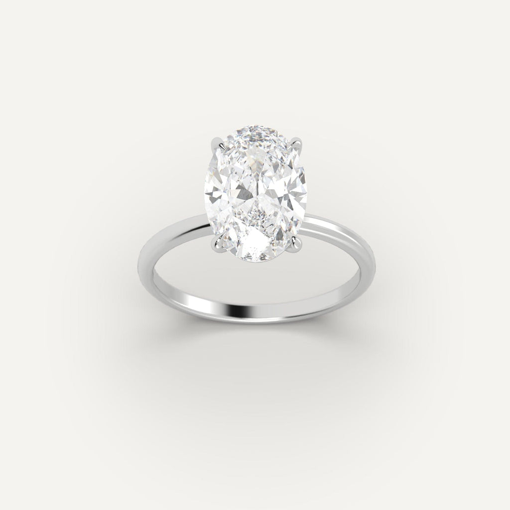 Ring Setting in 14K White Gold for 1, 2 and 3 carat Oval Diamonds