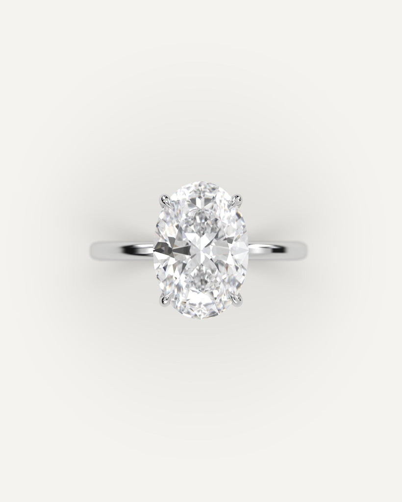 Oval Diamond Ring Semi-Mount Platinum